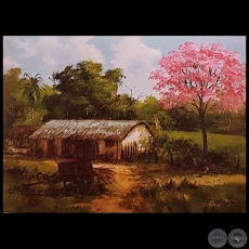 LAPACHO ROSADO, RANCHO Y CARRETA - Obra de JUAN GUERRA GAJA